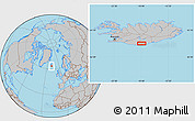 Gray Location Map of the area around 63° 41' 4" N, 18° 37' 30" W