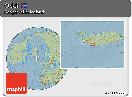 Savanna Style Location Map of Oddi, hill shading
