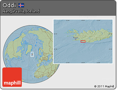 Savanna Style Location Map of Oddi, hill shading