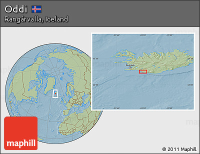 Savanna Style Location Map of Oddi, hill shading