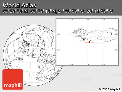 Blank Location Map of the Area around 63° 41' 4" N, 21° 10' 29" W