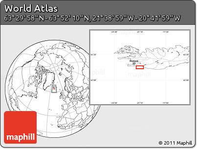 Blank Location Map of the Area around 63° 41' 4" N, 21° 10' 29" W