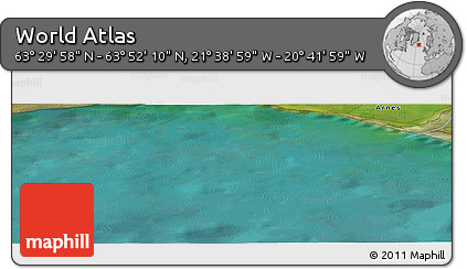 Satellite Panoramic Map of the Area around 63° 41' 4" N, 21° 10' 29" W
