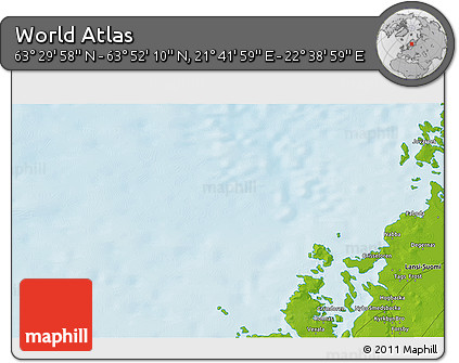 Physical 3D Map of the Area around 63° 41' 4" N, 22° 10' 29" E