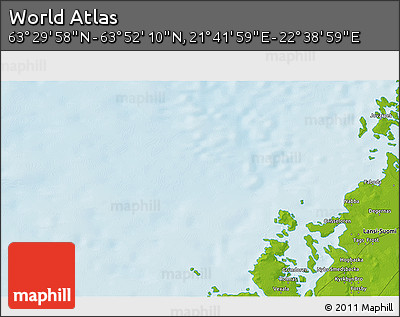 Physical 3D Map of the Area around 63° 41' 4" N, 22° 10' 29" E