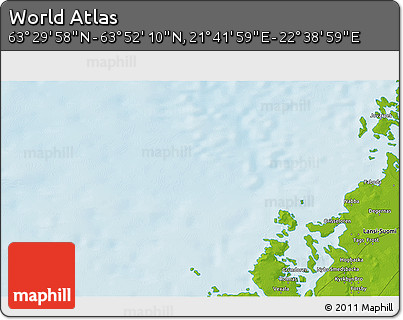 Physical 3D Map of the Area around 63° 41' 4" N, 22° 10' 29" E