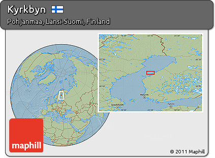 Savanna Style Location Map of Kyrkbyn, hill shading