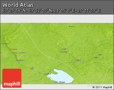 Physical 3D Map of the Area around 63° 41' 4" N, 24° 43' 30" E