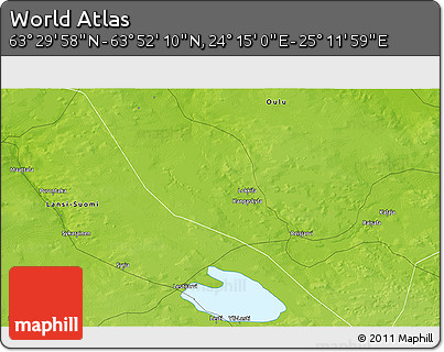 Physical 3D Map of the Area around 63° 41' 4" N, 24° 43' 30" E