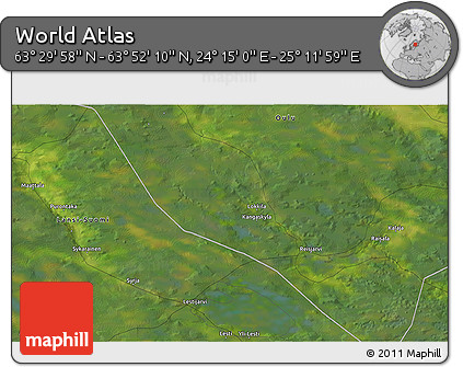 Satellite 3D Map of the Area around 63° 41' 4" N, 24° 43' 30" E