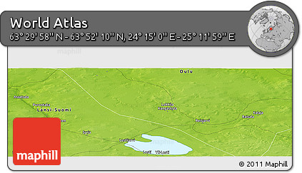 Physical Panoramic Map of the Area around 63° 41' 4" N, 24° 43' 30" E