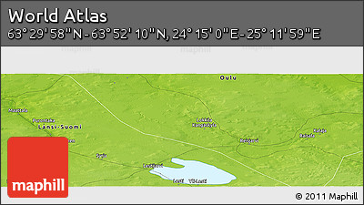 Physical Panoramic Map of the Area around 63° 41' 4" N, 24° 43' 30" E
