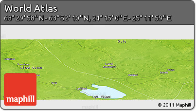 Physical Panoramic Map of the Area around 63° 41' 4" N, 24° 43' 30" E