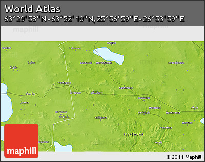 Physical 3D Map of the Area around 63° 41' 4" N, 26° 25' 29" E