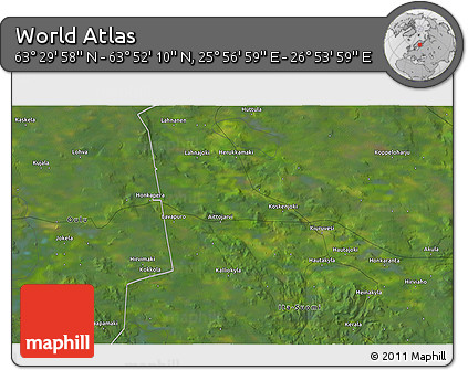 Satellite 3D Map of the Area around 63° 41' 4" N, 26° 25' 29" E