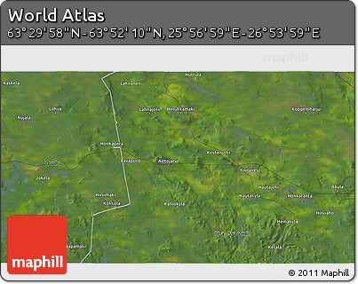 Satellite 3D Map of the Area around 63° 41' 4" N, 26° 25' 29" E