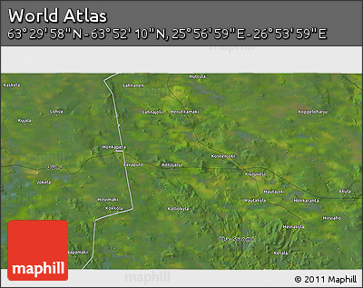 Satellite 3D Map of the Area around 63° 41' 4" N, 26° 25' 29" E