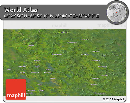 Satellite 3D Map of the Area around 63° 41' 4" N, 27° 16' 29" E