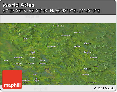 Satellite 3D Map of the Area around 63° 41' 4" N, 27° 16' 29" E