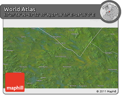 Satellite 3D Map of the Area around 63° 41' 4" N, 28° 7' 30" E