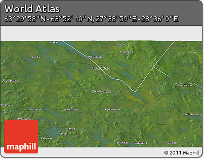 Satellite 3D Map of the Area around 63° 41' 4" N, 28° 7' 30" E