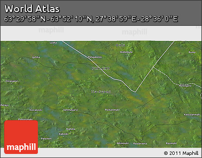 Satellite 3D Map of the Area around 63° 41' 4" N, 28° 7' 30" E