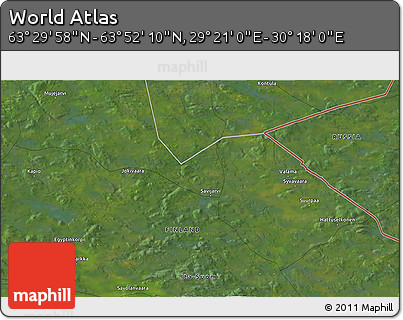 Satellite 3D Map of the Area around 63° 41' 4" N, 29° 49' 30" E