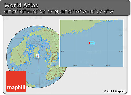 Savanna Style Location Map of the Area around 63° 41' 4" N, 33° 55' 29" W