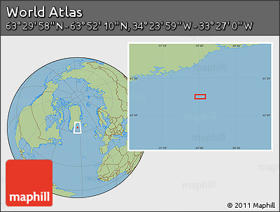 Savanna Style Location Map of the Area around 63° 41' 4" N, 33° 55' 29" W