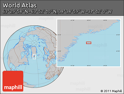 Gray Location Map of the Area around 63° 41' 4" N, 38° 10' 29" W