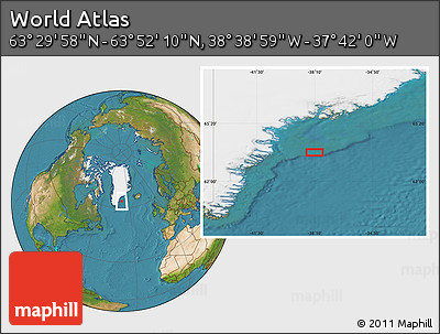 Satellite Location Map of the Area around 63° 41' 4" N, 38° 10' 29" W