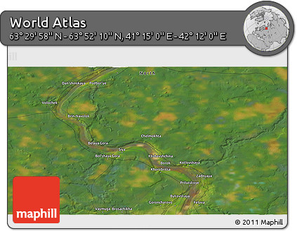 Satellite 3D Map of the Area around 63° 41' 4" N, 41° 43' 30" E