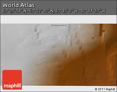 Physical 3D Map of the Area around 63° 41' 4" N, 43° 16' 29" W