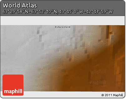 Physical 3D Map of the Area around 63° 41' 4" N, 43° 16' 29" W