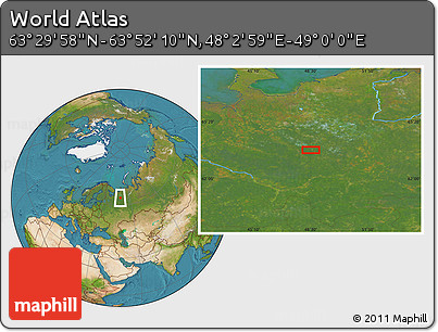 Satellite Location Map of the Area around 63° 41' 4" N, 48° 31' 29" E