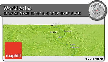 Physical Panoramic Map of the Area around 63° 41' 4" N, 48° 31' 29" E