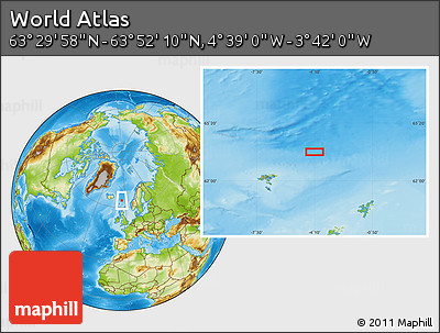 Physical Location Map of the Area around 63° 41' 4" N, 4° 10' 30" W