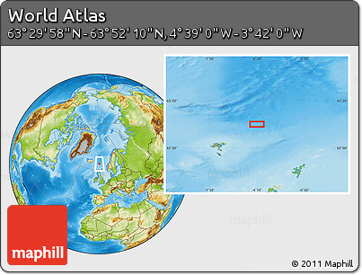 Physical Location Map of the Area around 63° 41' 4" N, 4° 10' 30" W