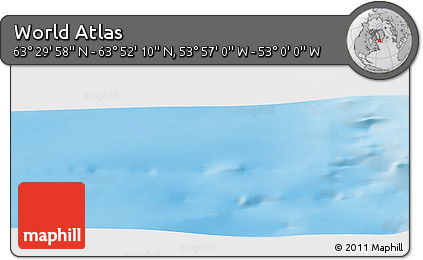 Physical Panoramic Map of the Area around 63° 41' 4" N, 53° 28' 30" W