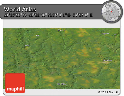 Satellite 3D Map of the Area around 63° 41' 4" N, 54° 28' 30" E