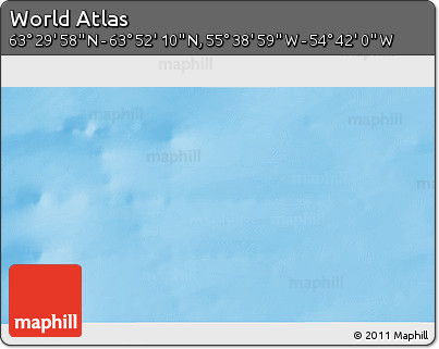 Shaded Relief 3D Map of the Area around 63° 41' 4" N, 55° 10' 29" W