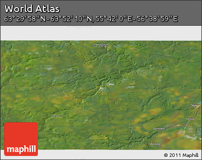 Satellite 3D Map of the Area around 63° 41' 4" N, 56° 10' 29" E