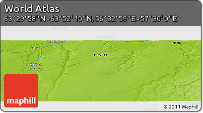 Physical Panoramic Map of the Area around 63° 41' 4" N, 57° 1' 29" E