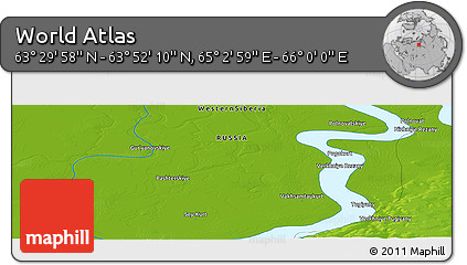 Physical Panoramic Map of the Area around 63° 41' 4" N, 65° 31' 30" E