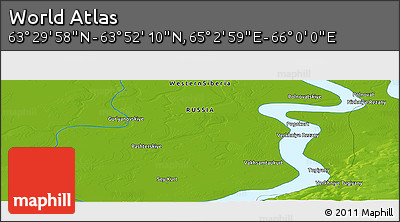 Physical Panoramic Map of the Area around 63° 41' 4" N, 65° 31' 30" E
