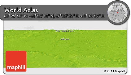Physical Panoramic Map of the Area around 63° 41' 4" N, 68° 4' 29" E