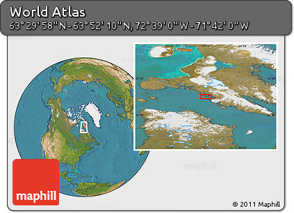 Satellite Location Map of the Area around 63° 41' 4" N, 72° 10' 30" W