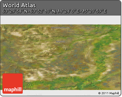 Satellite 3D Map of the Area around 63° 41' 4" N, 74° 52' 30" E