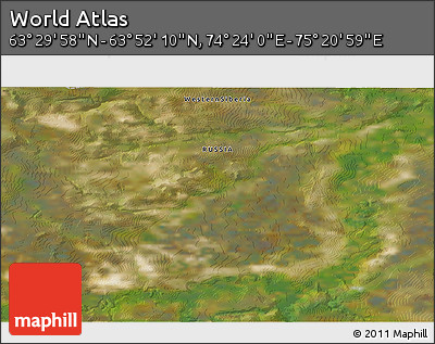 Satellite 3D Map of the Area around 63° 41' 4" N, 74° 52' 30" E
