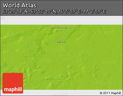 Physical 3D Map of the Area around 63° 41' 4" N, 76° 34' 29" E